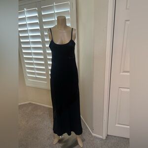 VNTG Laura Ashley‎ Bias Cut Black Satin Slip Formal Gown Dress Dark Romantic 10